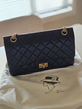 Chanel 2.55 Black Quilted Flap Bag with Gold Hardware